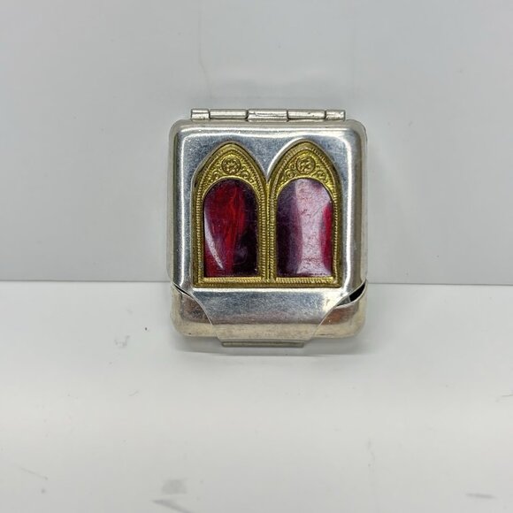 Catholic Pocket Shrine Double Window Case 2 Virgin Mary’s Figure Germany Vintage - Picture 1 of 5